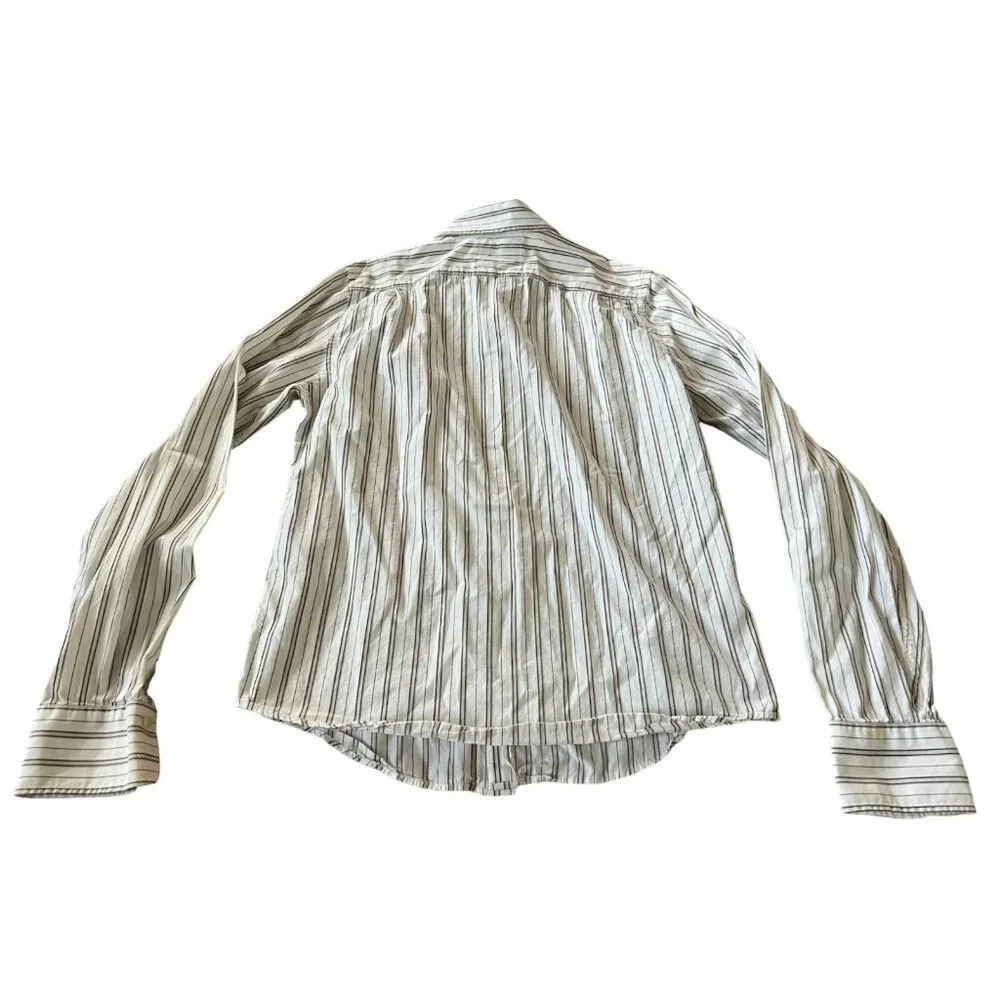 Hollister California Mens Button Up Shirt White Red Size Large Striped‎ Collared